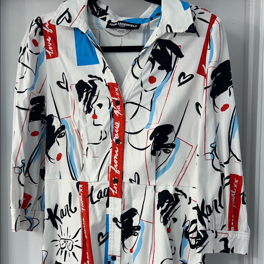 Karl Lagerfeld Paris mini shirt dress size 8 - Picture 4 of 8